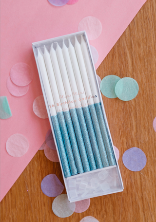 Blue Glitter Dipped Candles