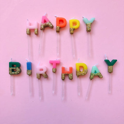 Happy Birthday Candle Set - Bright Rainbow