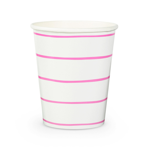 Frenchie Striped Cerise 9 oz Cups