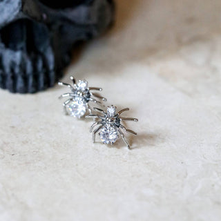 Silver Spider Stud Earrings: Spooky Chic Halloween Jewelry