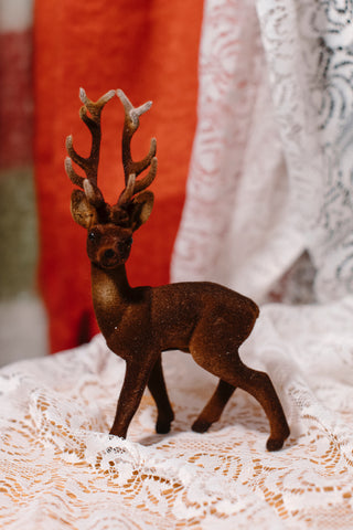 Mini Flocked Deer with Antlers