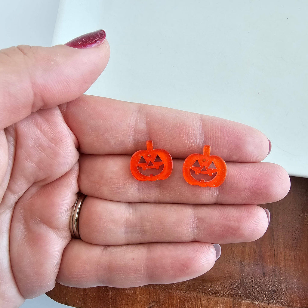 Jack O' Lantern Pumpkin Stud Earrings