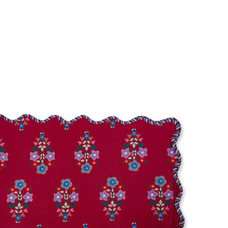 Burgundy Folk Floral Tablecloth