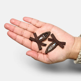 Bow Snap Clips in Chocolate