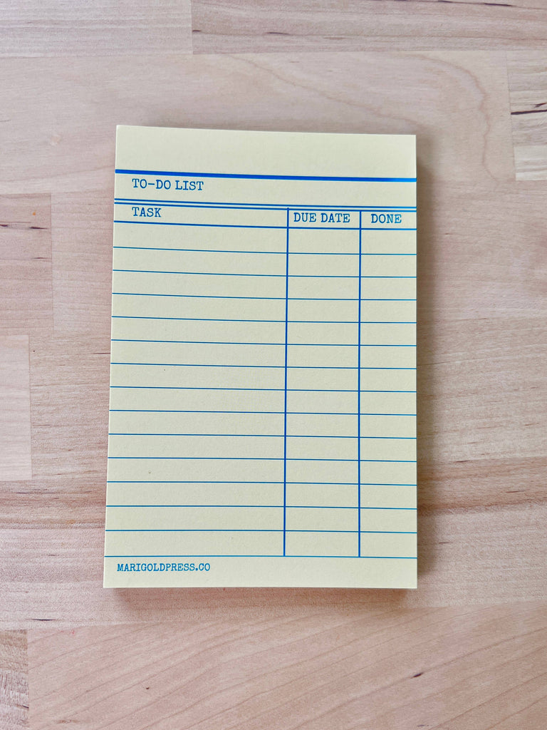 Library Card Notepad - Yellow