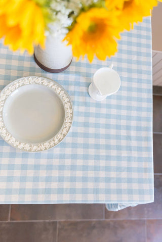 Blue Ruffled Gingham Tablecloth