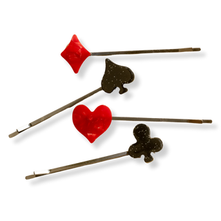 Card Suit Symbols Queen of Hearts Bobby Pin Set