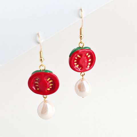 Fancy Cherry Tomato Earrings | Polymer Clay Earrings