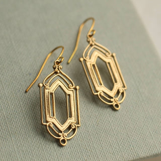 Art Deco Golden Frame Earrings