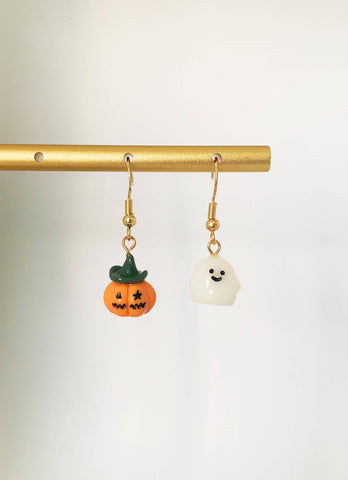 Halloween Ghost And Pumpkin Earrings