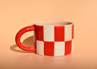 Red Checker Squatty Mug