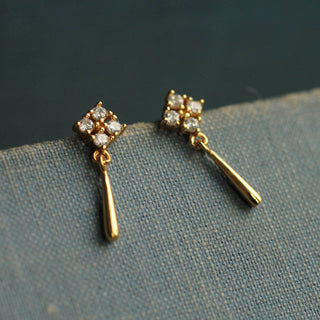 Edwardian Gold Drop Stud Earrings