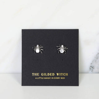 Silver Spider Stud Earrings: Spooky Chic Halloween Jewelry