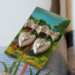 Vintage Bow & Heart Earrings