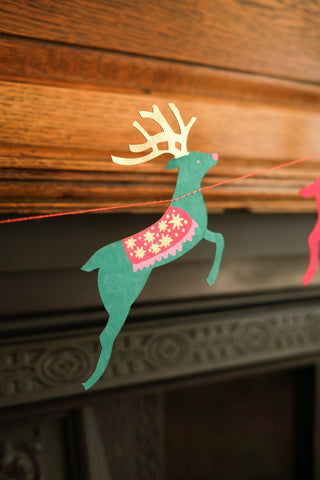 Bright Reindeer Sewn Garland