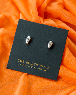 Silver Coffin Stud Earrings