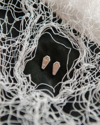 Silver Coffin Stud Earrings