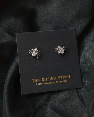 Silver Spider Stud Earrings: Spooky Chic Halloween Jewelry