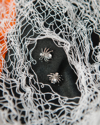 Silver Spider Stud Earrings: Spooky Chic Halloween Jewelry