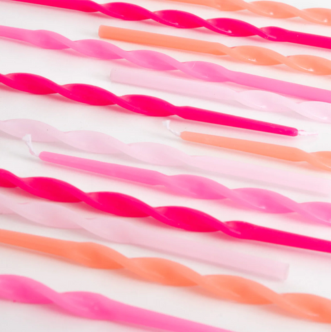 Pink Twisted Long Candles - Meri Meri
