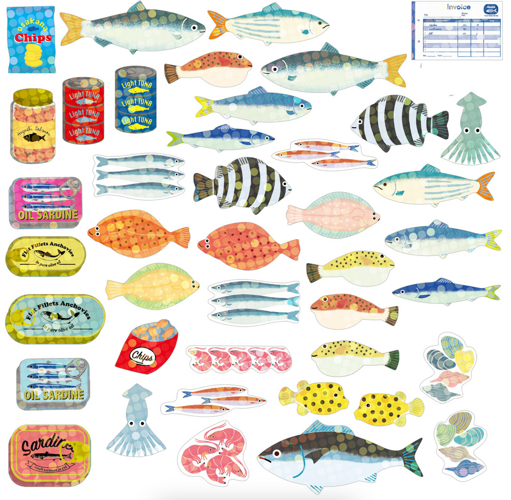 Miniature Seafood Delivery Sticker Box