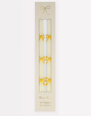 Gold Bow Taper Candles