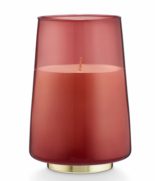 Burgundy Glass Hurricane Candle - Bon Bon