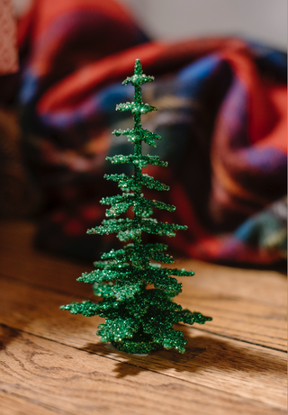 Green Glittered Papier-Mâché Tree - Small