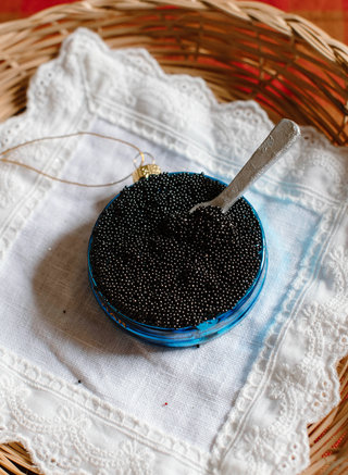 Caviar Tin Ornament - Fully Opened