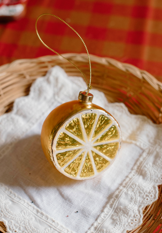 Glass Lemon Half Ornament