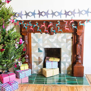 Bright Reindeer Sewn Garland