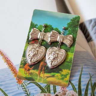 Vintage Bow & Heart Earrings