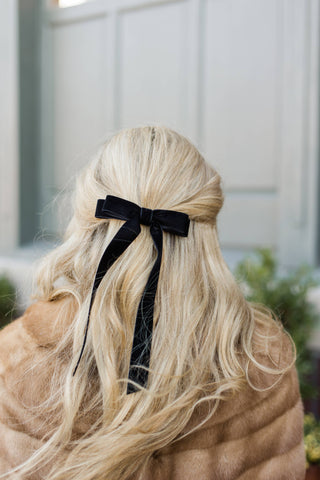 Long Velvet Bow Barrette