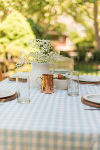 Blue Ruffled Gingham Tablecloth