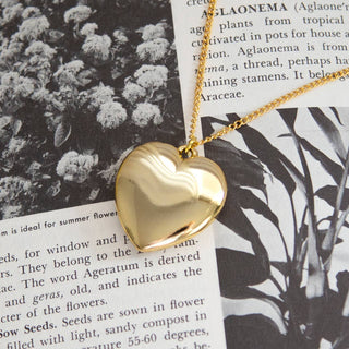 Vintage Jumbo Puff Heart Necklace