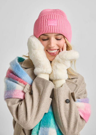 Mad Hatter Faux-Fur Mittens - Ivory