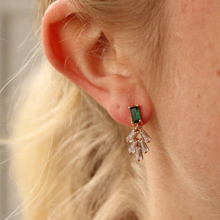 Emerald Baguette Crystal Art Deco Earrings