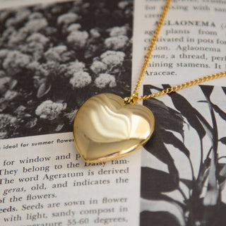 Vintage Jumbo Puff Heart Necklace