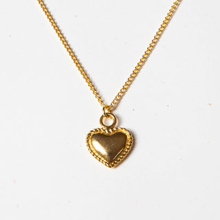 Vintage Heavy Gold Heart Charm Necklace