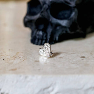 Silver Coffin Stud Earrings