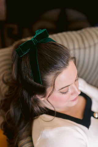 Short Velvet Bow Barrette