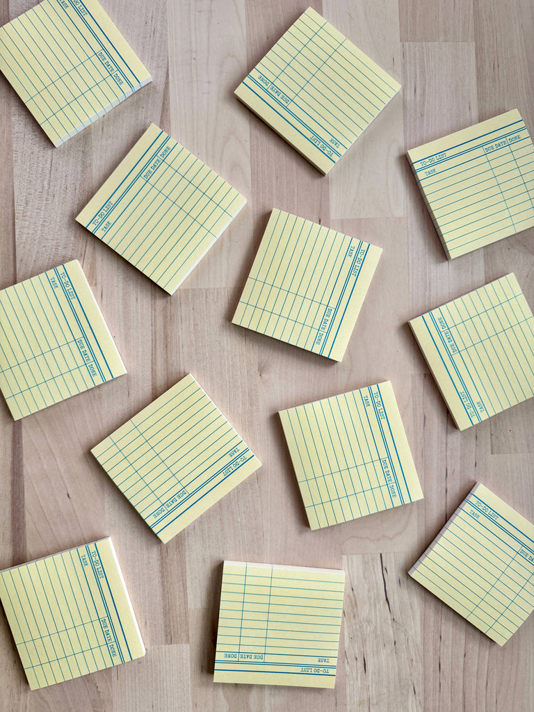 Library Card Post-It Sticky Notes - Yellow