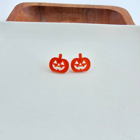 Jack O' Lantern Pumpkin Stud Earrings