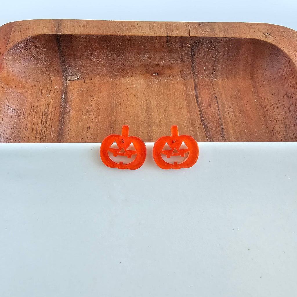 Jack O' Lantern Pumpkin Stud Earrings