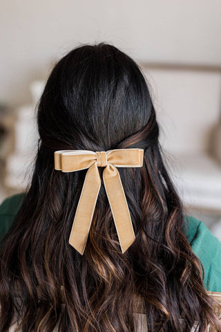 Short Velvet Bow Barrette