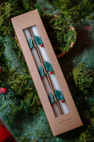 Holly Table Candles