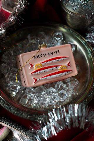 Pink Anchovies Tin Ornament