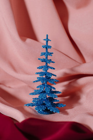 Navy Glittered Papier-Mâché Tree - Small