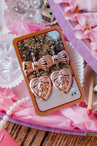 Vintage Bow & Heart Earrings