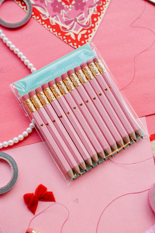 Mini Pencils - Gold Heart/Pink